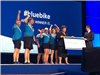 Blue Bike Challenge Team accepts check from Blue Cross Blue Shield