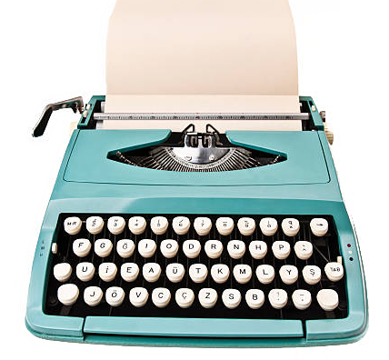 retro aqua blue typewriter