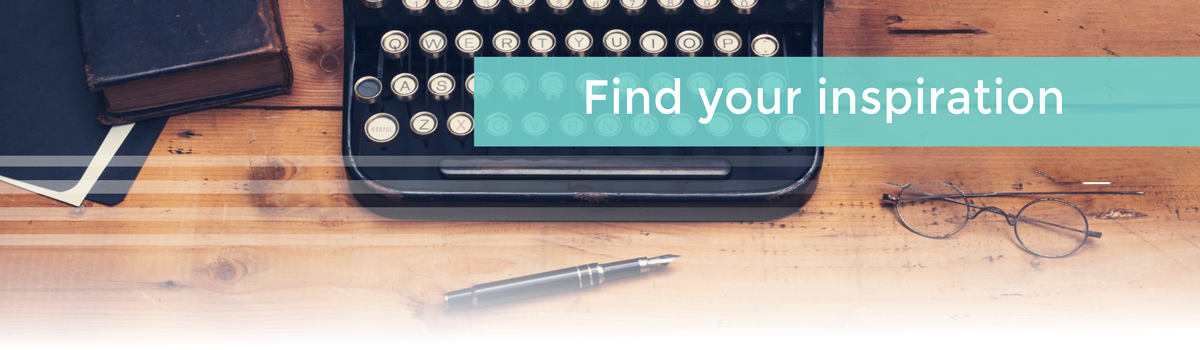 Find your inspiration - typewriter, pen, vintage eye glasses