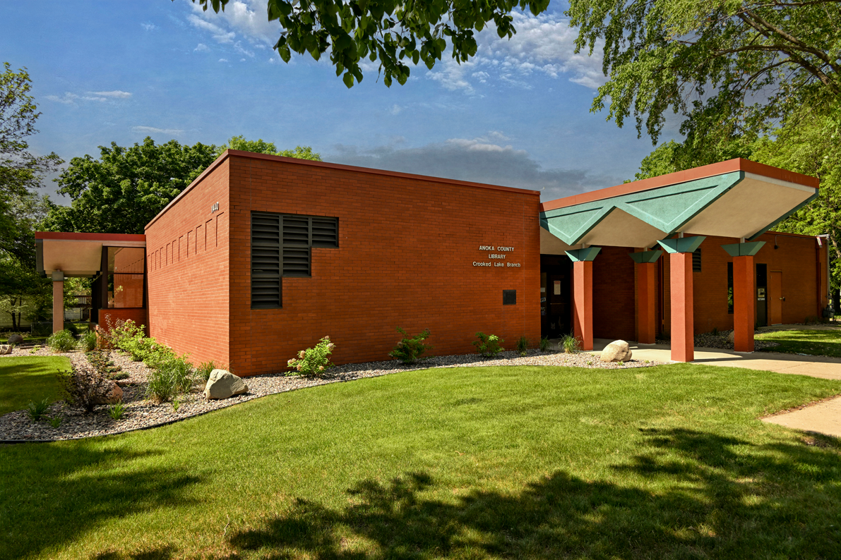 Crooked Lake Library exterior - single story brick building