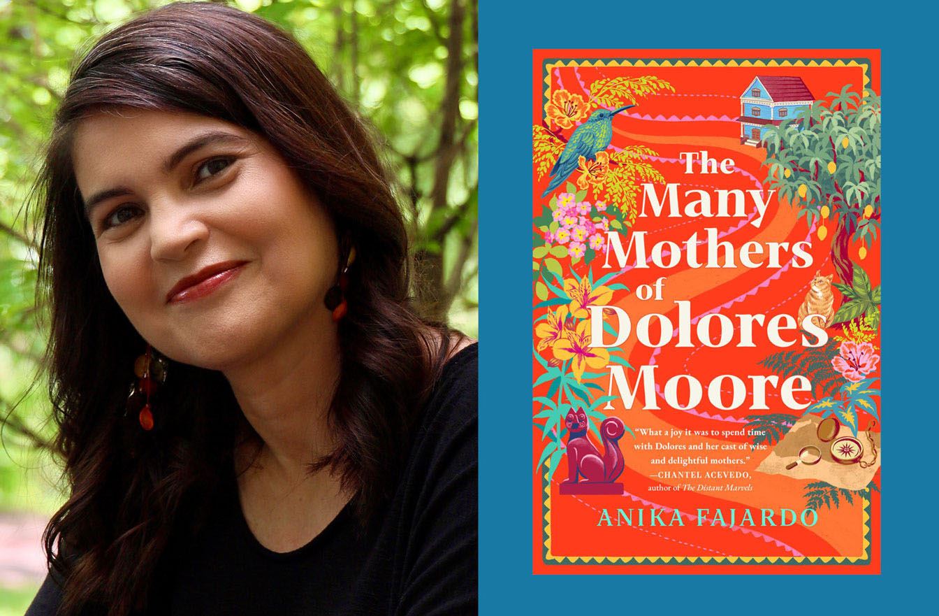 author Anika Fajardo with their book - The Many Mothers of Dolores Moore