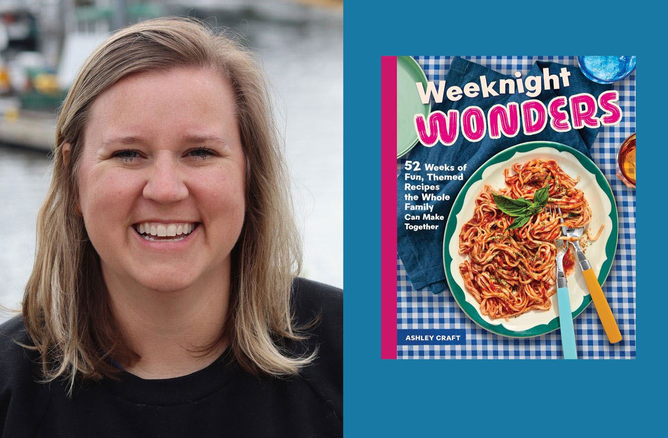 author Ashley Craft with their book - Weeknight Wonders 