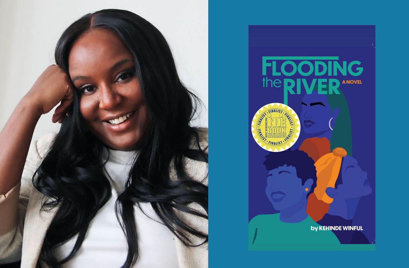 author Kehinde Winful with their book - Flooding the River